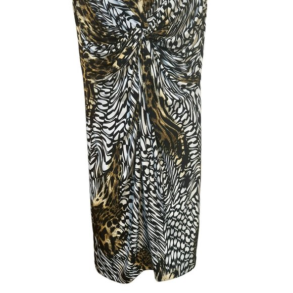 Chico's Sleeveless Stretch Scrunch Dress A Line Cheetah Leopard Print SZ 0 - Picture 4 of 6